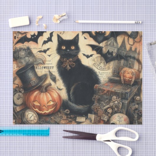 Gotische Halloween Zwarte Kat Tissuepapier (Craft)