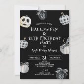 Gotische Halloween, Zwarte Pompoenen Verjaardagsfe Kaart (Voorkant)