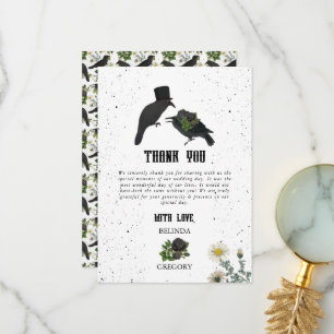Gotische Halloween Zwarte Rozen Kraaien Huwelijk Bedankkaart