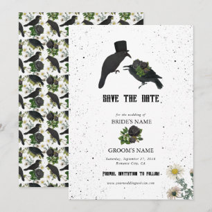 Gotische Halloween Zwarte Rozen Kraaien Huwelijk Save The Date