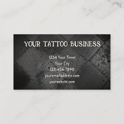 Gotische Halve Schedel Blauwgroen Zwart Tattoo Sho Visitekaartje (Achterkant)