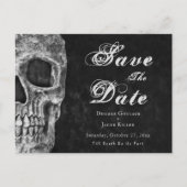 Gotische halve schedel Hallobruiloft Save the Date Aankondigingskaart (Voorkant)