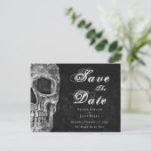 Gotische halve schedel Hallobruiloft Save the Date Aankondigingskaart (Staand voorkant)