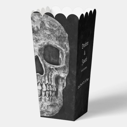 Gotische halve schedel zwart en wit cool bedankdoosjes (Voorkant)