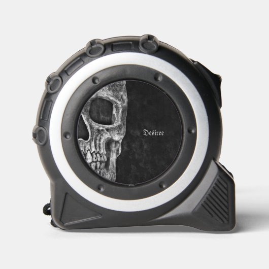 Gotische halve schedel zwart en wit cool rolmaat (Voorkant)