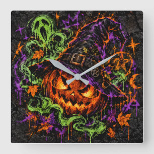 Gotische Hek Halloween Pompoen Wandklok Vierkante Klok