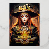 Gotische heks 30e verjaardag Volwassen Halloween P Folie Uitnodiging (Voorkant)