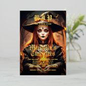 Gotische heks 30e verjaardag Volwassen Halloween P Folie Uitnodiging (Staand Voorkant)