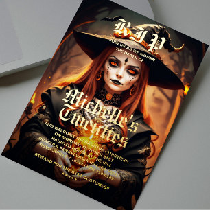 Gotische heks 30e verjaardag Volwassen Halloween P Folie Uitnodiging