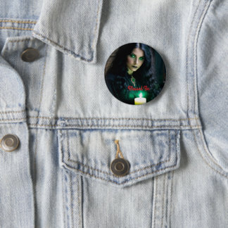 Gotische heks, duister thema ronde button 5,7 cm