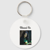 Gotische heks, duister thema sleutelhanger (Achterkant)