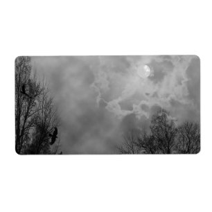 Gotische hemel met raven etiket