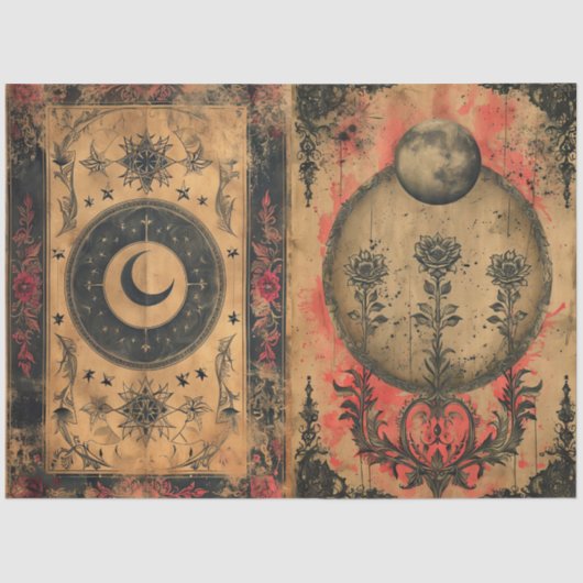 Gotische Hemelse Oude Papier Decoupage (Voorkant)