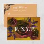 Gotische Herfst Modern Donker Bloemen Bruiloft RSV Kaart (Voorkant / Achterkant)