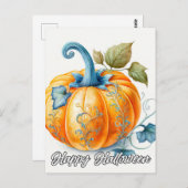 Gotische herfst pompoen illustratie briefkaart (Voorkant / Achterkant)