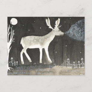 Gotische herten, 's nachts inktschilderen briefkaart
