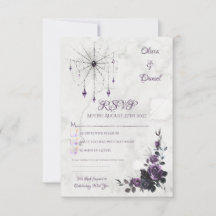 Gotische Huwelijks RSVP Kaart Bloemrijke Donkere R