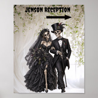 Gotische huwelijksreceptie bord poster