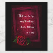 Gotische ingelijst Letter & Red Rose Wijn Etiket (Enkel label)