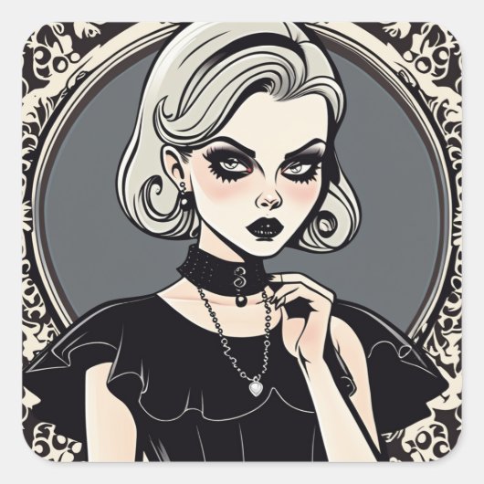  Gotische Jurk Art Decal Vierkante Sticker (Voorkant)