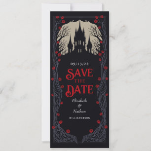 Gotische Kasteel Bloemen Bruiloft Save the Date Kaart