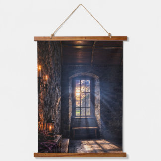 Gotische Kasteelraam – Betoverde Licht Wand Tapijt Hangend Wandkleed