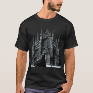 Gotische kathedraal met spitsen en spookgeest pas t-shirt