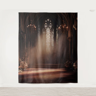 Gotische kerk trouwfoto achtergrond wandkleed