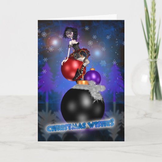Gotische Kerst Kaart - Balletdanser - Baubles (Voorkant)