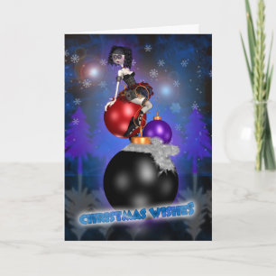 Gotische Kerst Kaart - Balletdanser - Baubles