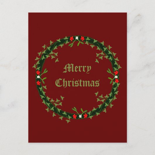 Gotische Kerst Krans Custom Briefkaart (Voorkant)