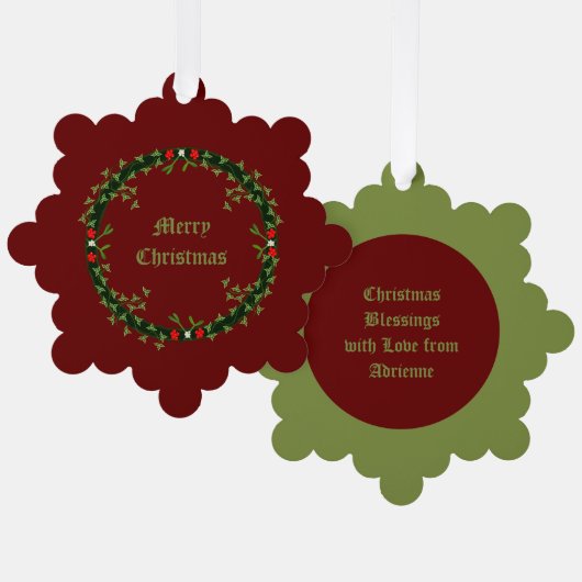 Gotische Kerst Krans Custom Ornament Kaart (Voorkant / Achterkant)