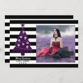 Gotische kerstboom met strepen Fotokaart Feestdagenkaart (Voorkant / Achterkant)