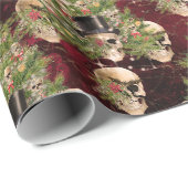 Gotische kerstboom schedels rood & groen cadeaupapier (Rol Hoek)