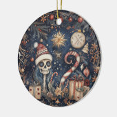 Gotische kerstfeest Spooky Skull Keramisch Ornament (Links)