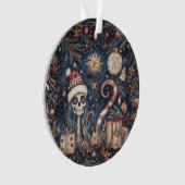 Gotische kerstfeest Spooky Skull Ornament (voorkant)