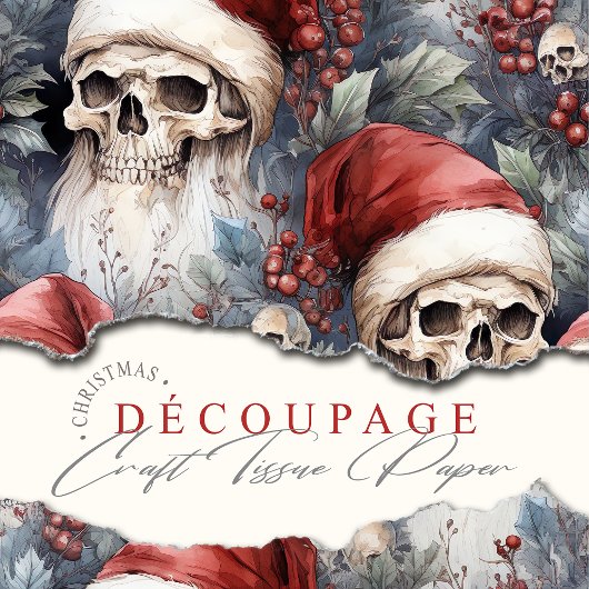 Gotische kerstvakantie schedels in rode kerstmutse tissuepapier