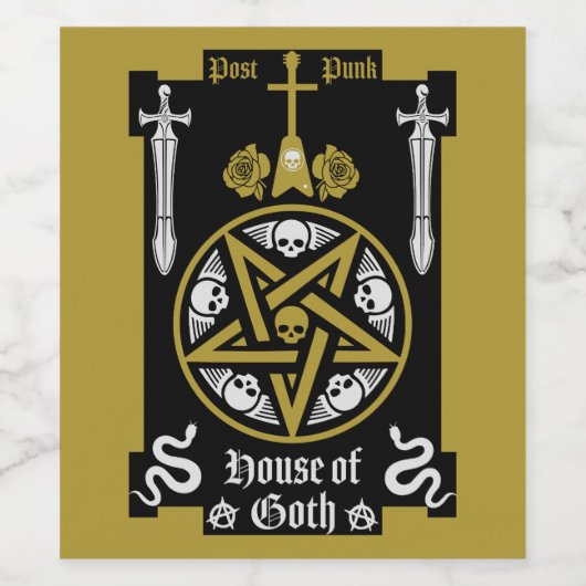 Gotische kleding en Accessoires Wijn Etiket (Enkel label)