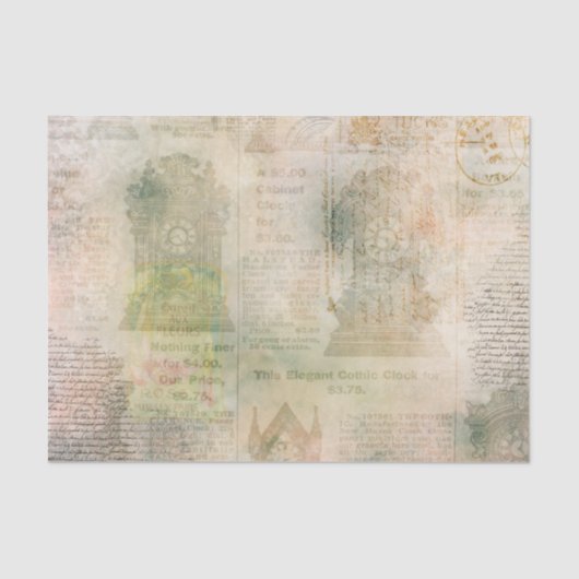 Gotische klok ephemera tissuepapier (Voorkant)