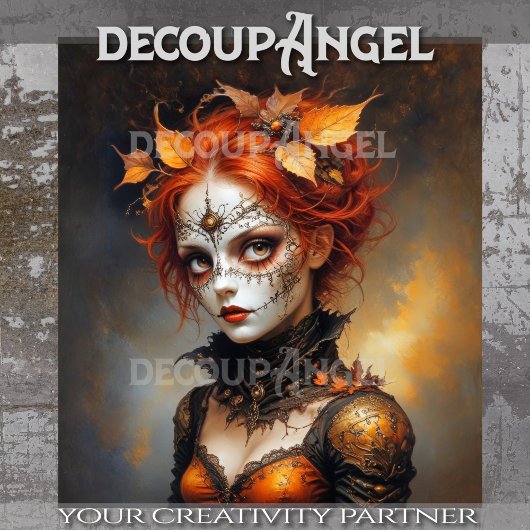 Gotische koningin van de herfst decoupage tissuepapier