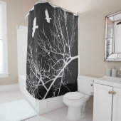 Gotische kraaien en bomen Landschap Silhouet Douchegordijn (In situ)