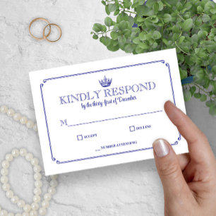 Gotische Kroon Koninklijk Blauw Middeleeuws of Fan RSVP Kaartje