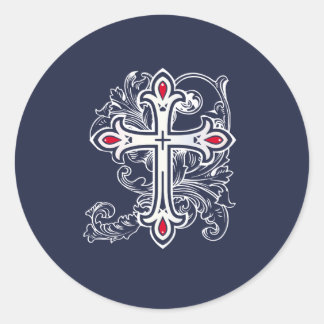 Gotische kruis ronde sticker