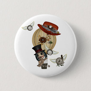gotische laveau heteluchtballon steampunk kunst ronde button 5,7 cm