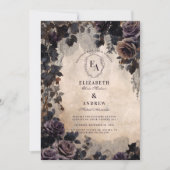 Gotische Lavendel Kant & Rozen Romance Kaart (Voorkant)