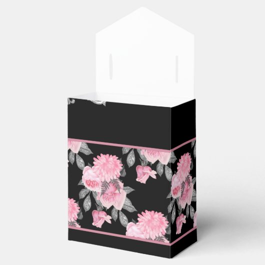 Gotische Liefde | Roze en Zwart Skelet Hart Bloeme Bedankdoosjes (Geopend)