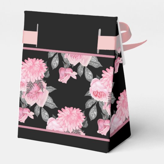 Gotische Liefde | Roze en Zwart Skelet Hart Bloeme Bedankdoosjes (Achterkant)