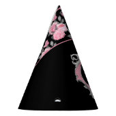 Gotische Liefde | Roze en Zwart Skelet Hart Bloeme Feesthoedjes (Links)