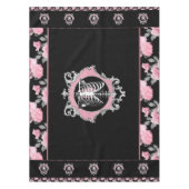 Gotische Liefde | Roze en Zwart Skelet Hart Bloeme Tafelkleed (Voorkant)