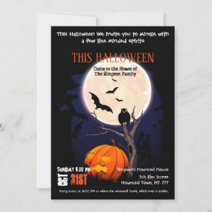 gotische maan spookachtige niet eng uil halloweenf kaart
